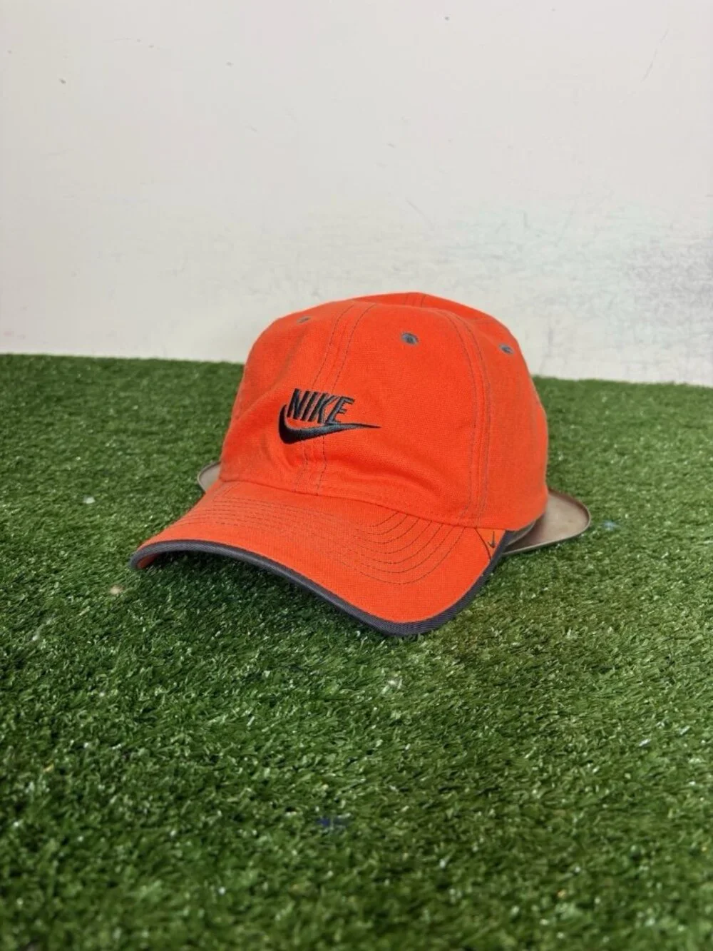 Vintage Nike hat cap fitted small S/M orange gray lighweight Y2K air golf mens